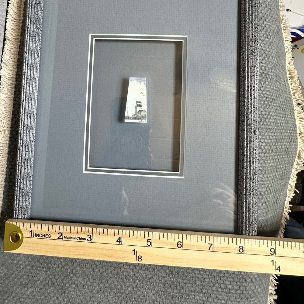 VTG 1995 David Goldsmith Scrimshaw Art Grain Elevator Sign Framed Mini Piano Key - Picture 4 of 9